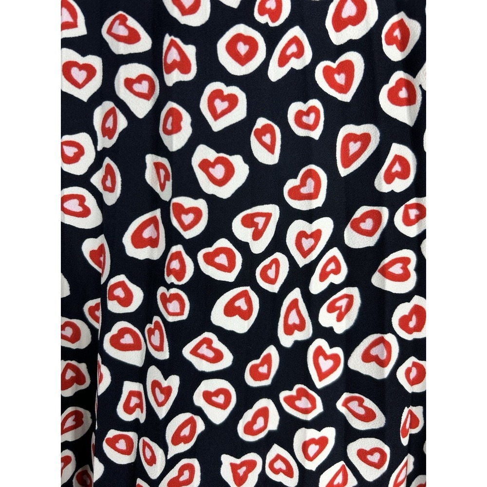 J.Crew A-Line Skirt Size 8 Navy Red White Heart Print Flared Mid-Length